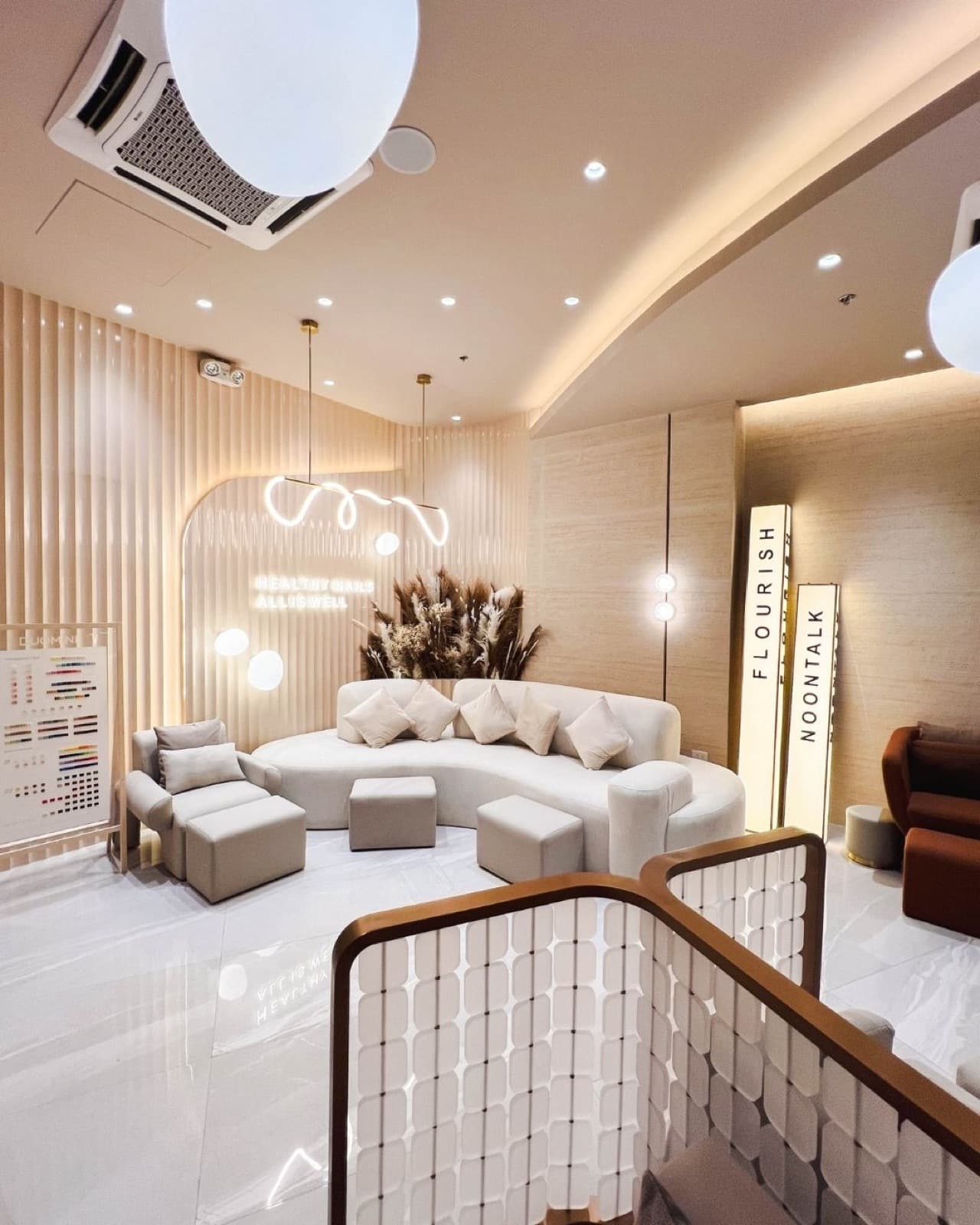 Interior of a noon talk nail lounge in Metro Manila